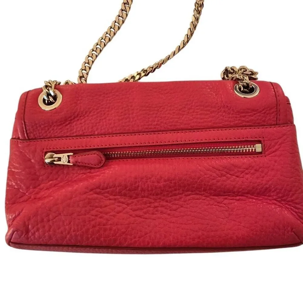 Coach Womens Pebble Leather Gold-tone Chain Strap Crossbody Cardinal Red OS